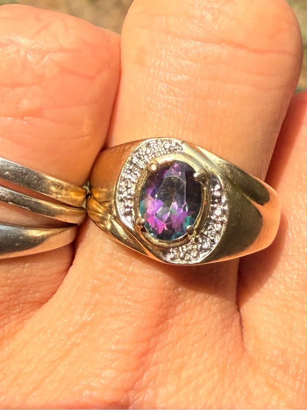 Vintage Mystic Topaz Fire Topaz in 10kt gold ring size 10